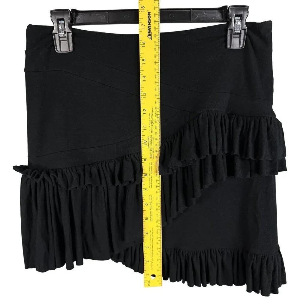 Altuzarra Womens 38/ Large Black Ruffled Asymmetrical Soft Skirt Made In France